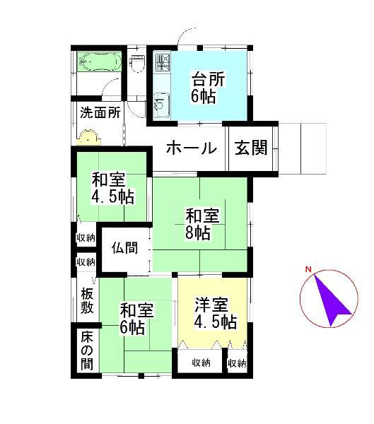 Floor plan. 14.9 million yen, 3DK, Land area 414.54 sq m , Building area 76.83 sq m