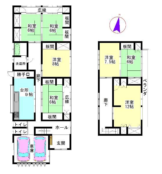 Floor plan. 11.9 million yen, 7DK, Land area 282.72 sq m , Building area 208.69 sq m