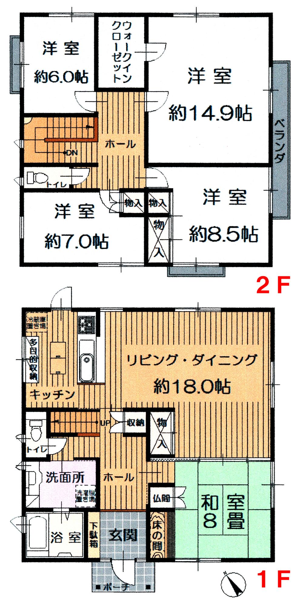 Floor plan. 21 million yen, 5LDK, Land area 528.37 sq m , Building area 165.62 sq m spacious 5LDK! The master bedroom of about 14.9 quires is, Plenty of storage walk-in closet!