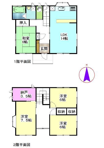 Floor plan. 7.2 million yen, 4LDK, Land area 518.25 sq m , Building area 104.33 sq m 4LDK