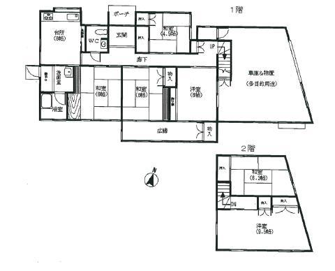 Floor plan. 7 million yen, 6DK+S, Land area 264.6 sq m , Building area 154.86 sq m