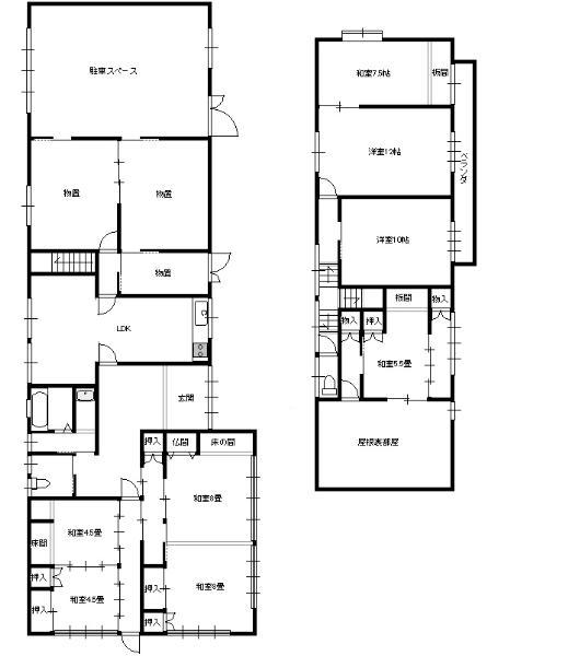 Floor plan. 12.3 million yen, 8LDK, Land area 538.57 sq m , Building area 279.99 sq m parking ・ Not troubled in storeroom