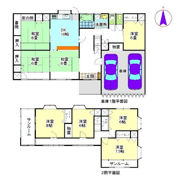 Floor plan. 9.9 million yen, 8DK, Land area 765 sq m , Building area 222.14 sq m 8DK