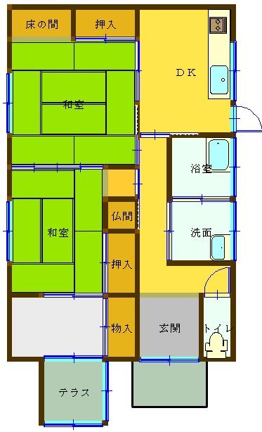 Floor plan. 7.3 million yen, 2DK, Land area 211.35 sq m , Building area 66.92 sq m
