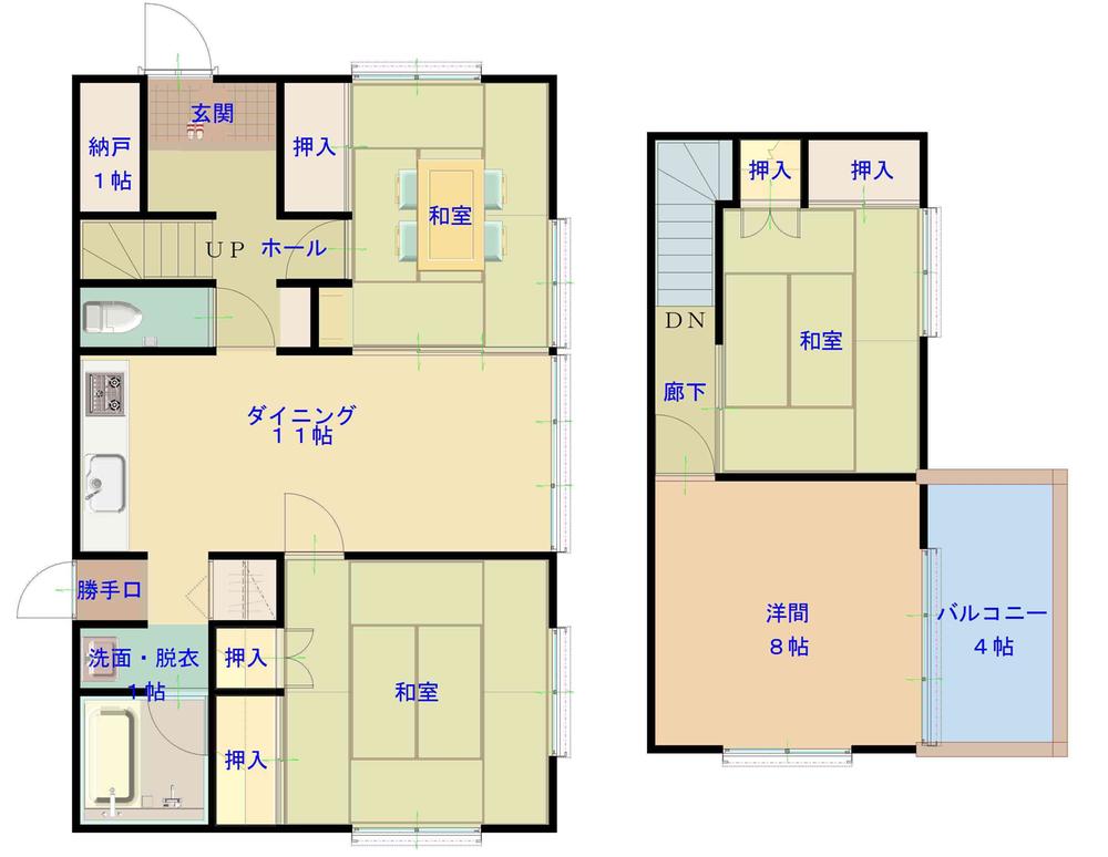 Floor plan. 4 million yen, 4LDK, Land area 141.34 sq m , Building area 93.57 sq m