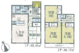 Floor plan. (Building 2), Price 18,800,000 yen, 4LDK, Land area 142.77 sq m , Building area 95.58 sq m