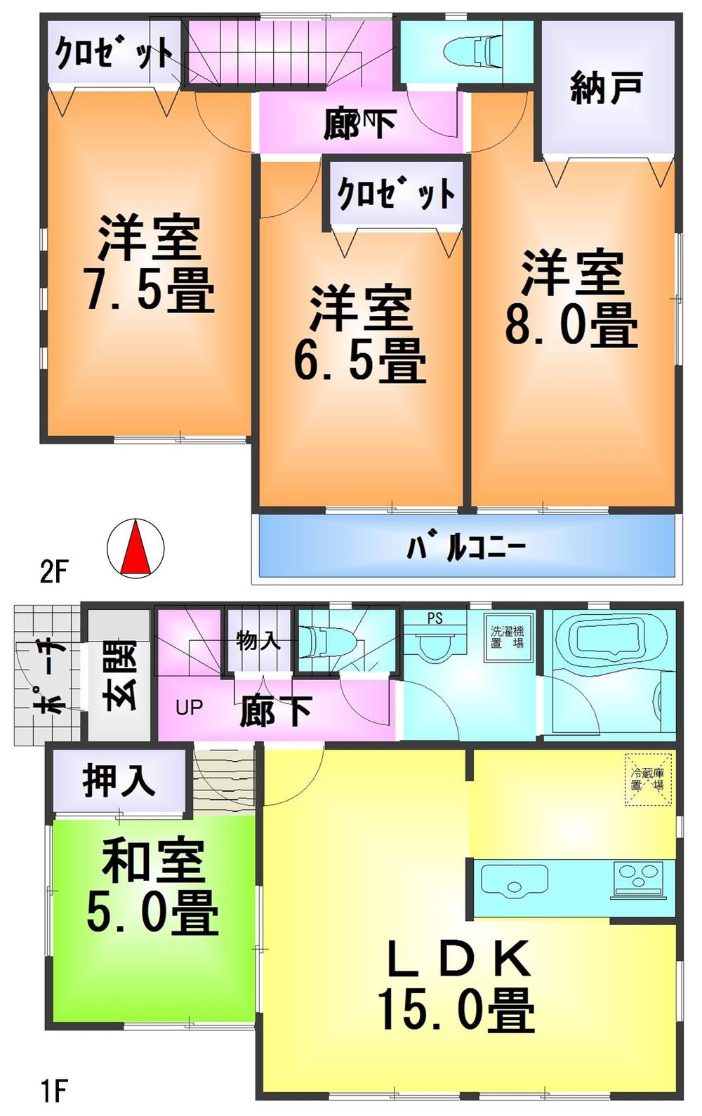 Floor plan. 21,800,000 yen, 4LDK + S (storeroom), Land area 139.67 sq m , Building area 95.98 sq m