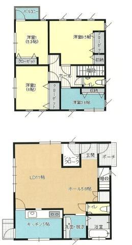 Floor plan. 18.9 million yen, 4LDK, Land area 169.85 sq m , Building area 104.33 sq m