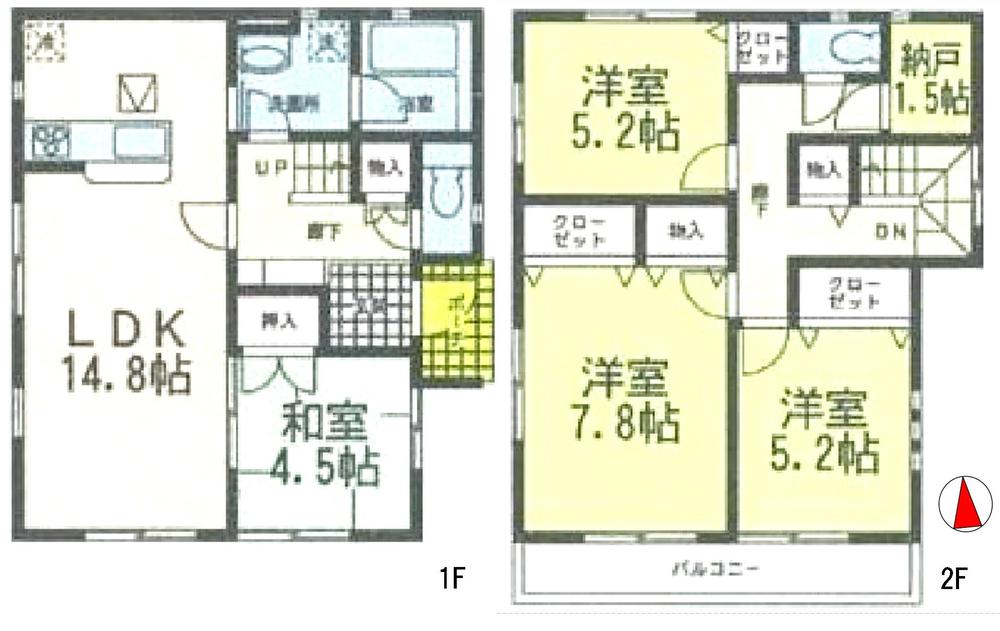 Floor plan. 17.8 million yen, 4LDK + S (storeroom), Land area 256.29 sq m , Building area 95.98 sq m