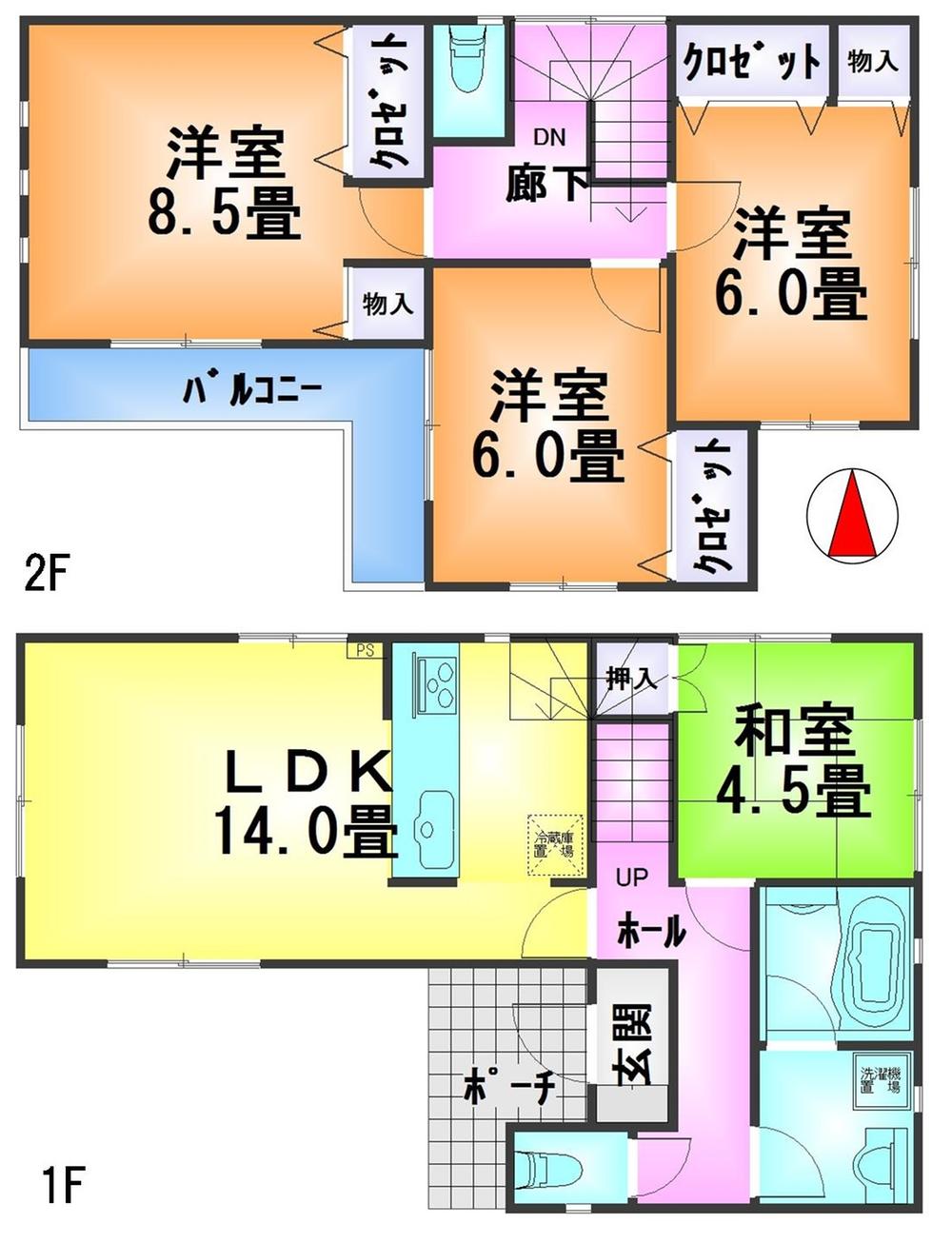 Floor plan. 19,800,000 yen, 4LDK + S (storeroom), Land area 142.83 sq m , Building area 93.15 sq m