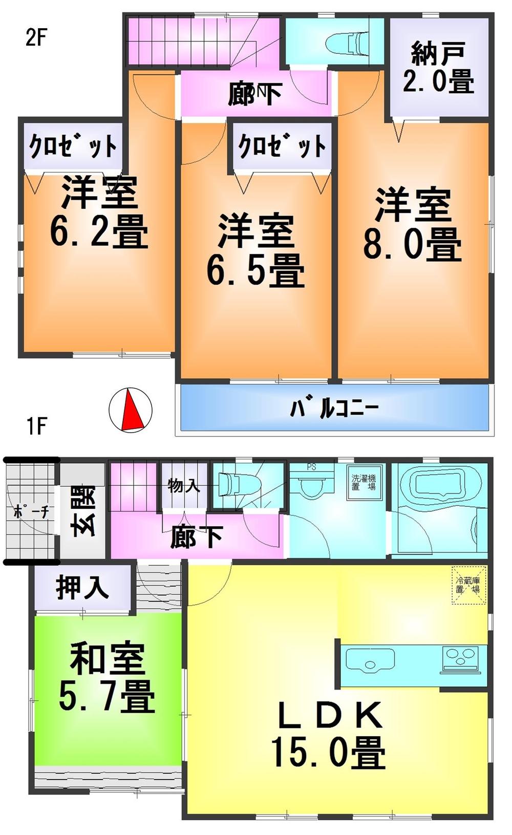 Floor plan. 18,800,000 yen, 4LDK + S (storeroom), Land area 256.32 sq m , Building area 95.17 sq m