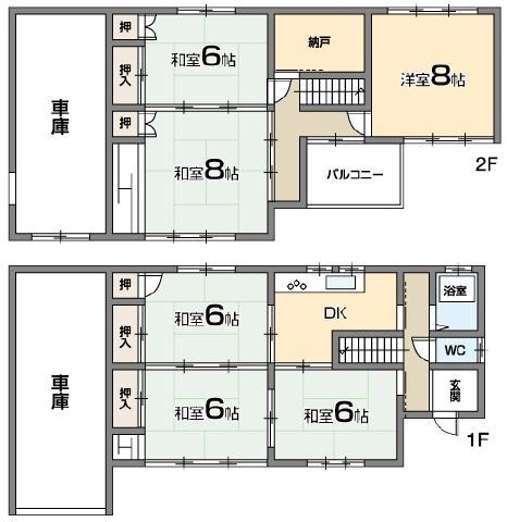 Floor plan. 12 million yen, 6DK, Land area 142.88 sq m , Building area 126.83 sq m