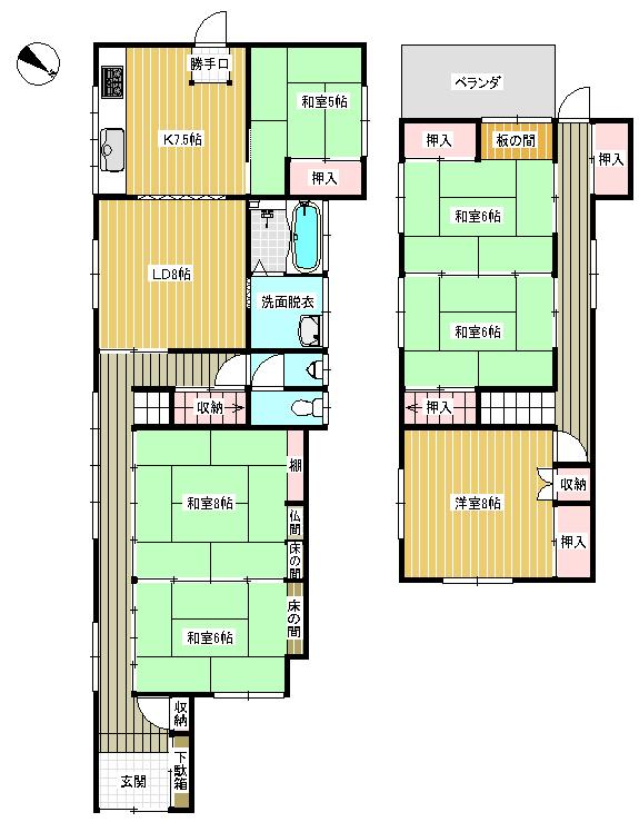 Floor plan. 4 million yen, 6LDK, Land area 109.05 sq m , Building area 135.2 sq m