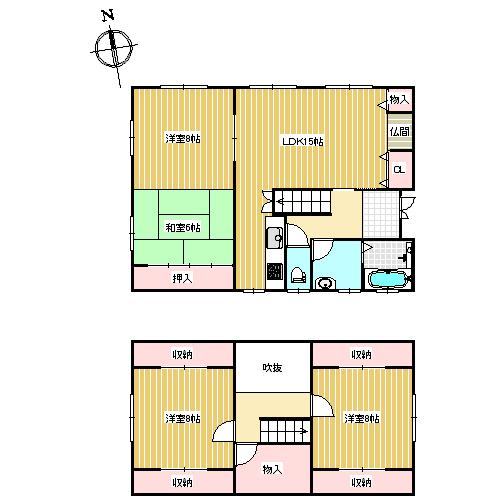 Floor plan. 13.8 million yen, 3LDK, Land area 187.23 sq m , Building area 130 sq m