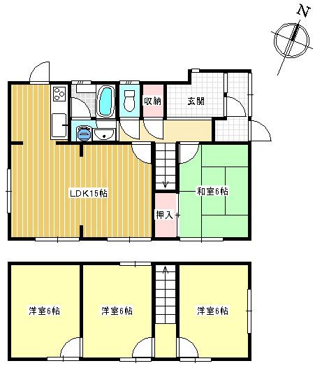 Floor plan. 8.7 million yen, 4LDK, Land area 150.94 sq m , Building area 88.6 sq m