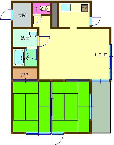 Floor plan. 2LDK, Price 8 million yen, Occupied area 49.36 sq m