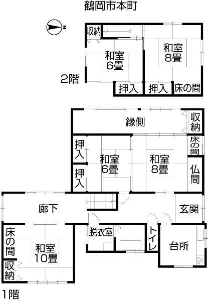 Floor plan. 13,850,000 yen, 5DK, Land area 204.95 sq m , Building area 135.17 sq m