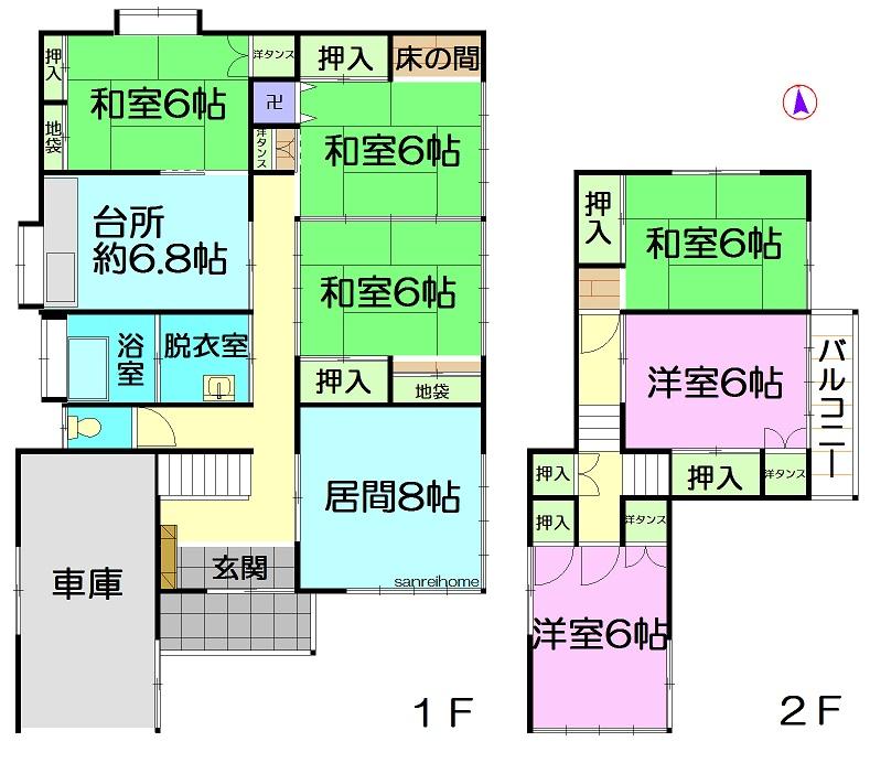 Floor plan. 5.8 million yen, 7DK, Land area 208.25 sq m , Building area 146.57 sq m