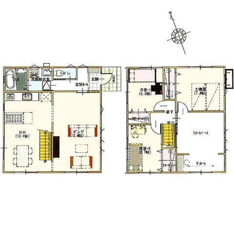 Floor plan. 24.5 million yen, 4LDK, Land area 129.84 sq m , Building area 114.86 sq m