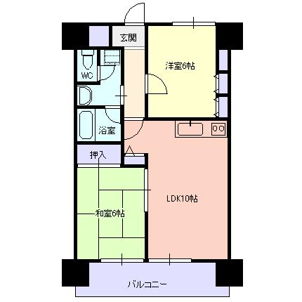 Floor plan. 2LDK, Price 7.5 million yen, Occupied area 51.32 sq m , Balcony area 8.93 sq m