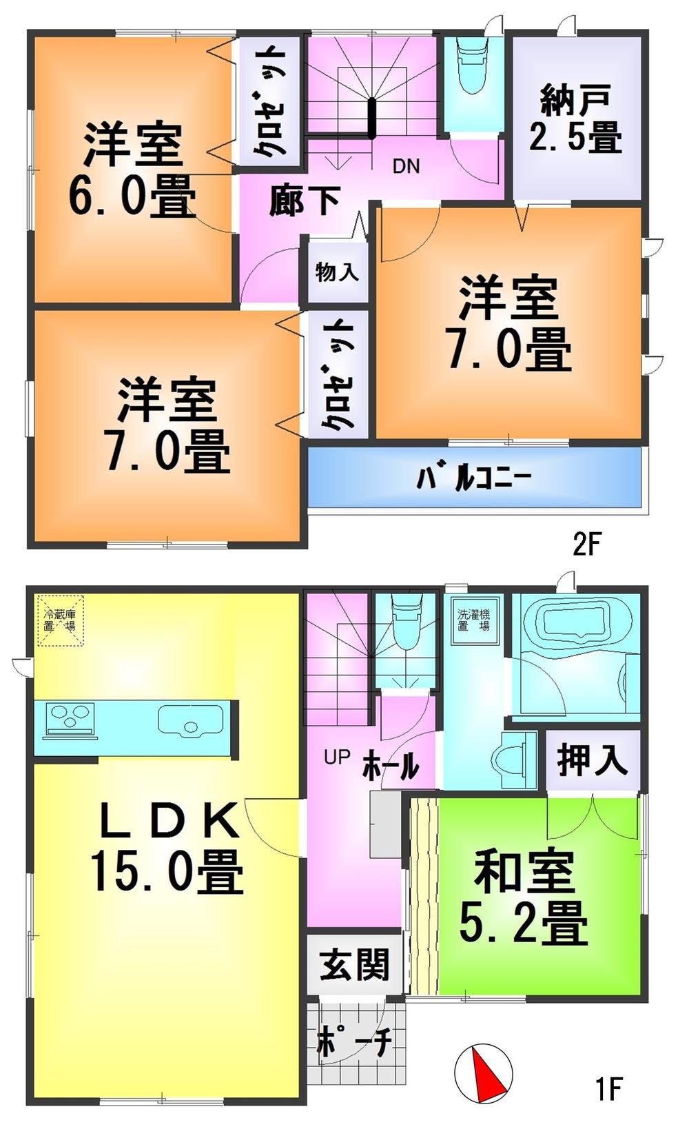 Floor plan. 22,800,000 yen, 4LDK + S (storeroom), Land area 145.22 sq m , Building area 96.79 sq m