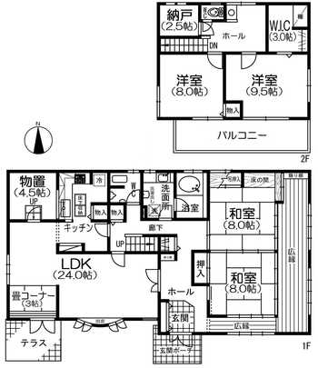Floor plan. 32 million yen, 4LDK + S (storeroom), Land area 372.96 sq m , Building area 188.72 sq m