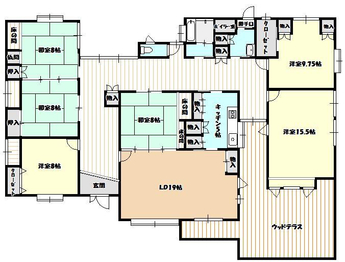 Floor plan. 45 million yen, 6LDK, Land area 756.93 sq m , Building area 221.1 sq m