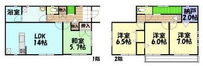 Floor plan. (Building 2), Price 17.8 million yen, 4LDK+S, Land area 177.03 sq m , Building area 96.39 sq m