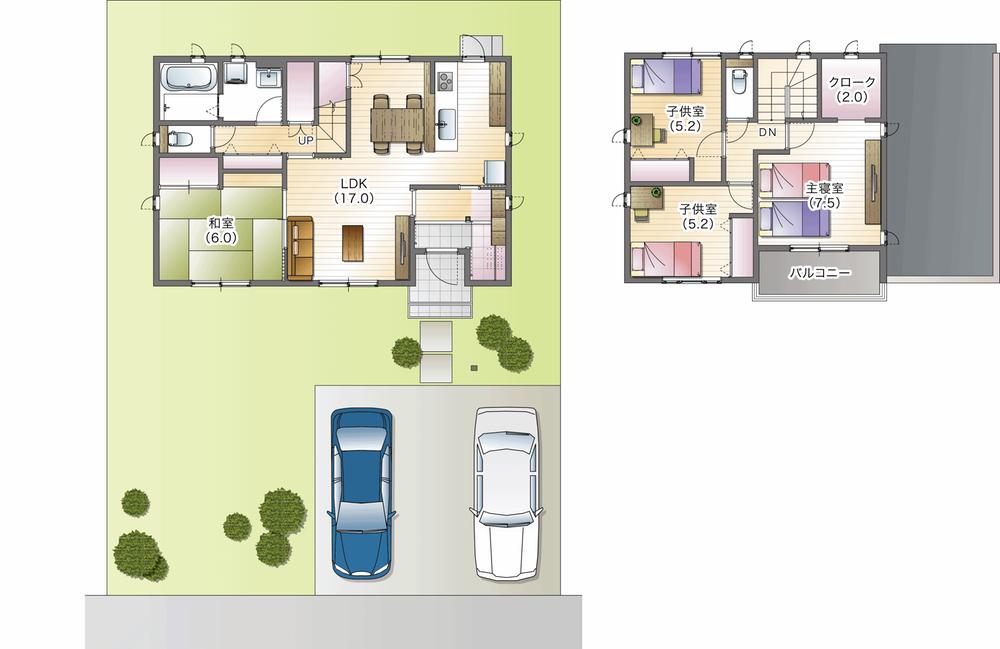 Floor plan. 26,880,000 yen, 4LDK, Land area 220.11 sq m , A building area of ​​105.37 sq m depth balcony