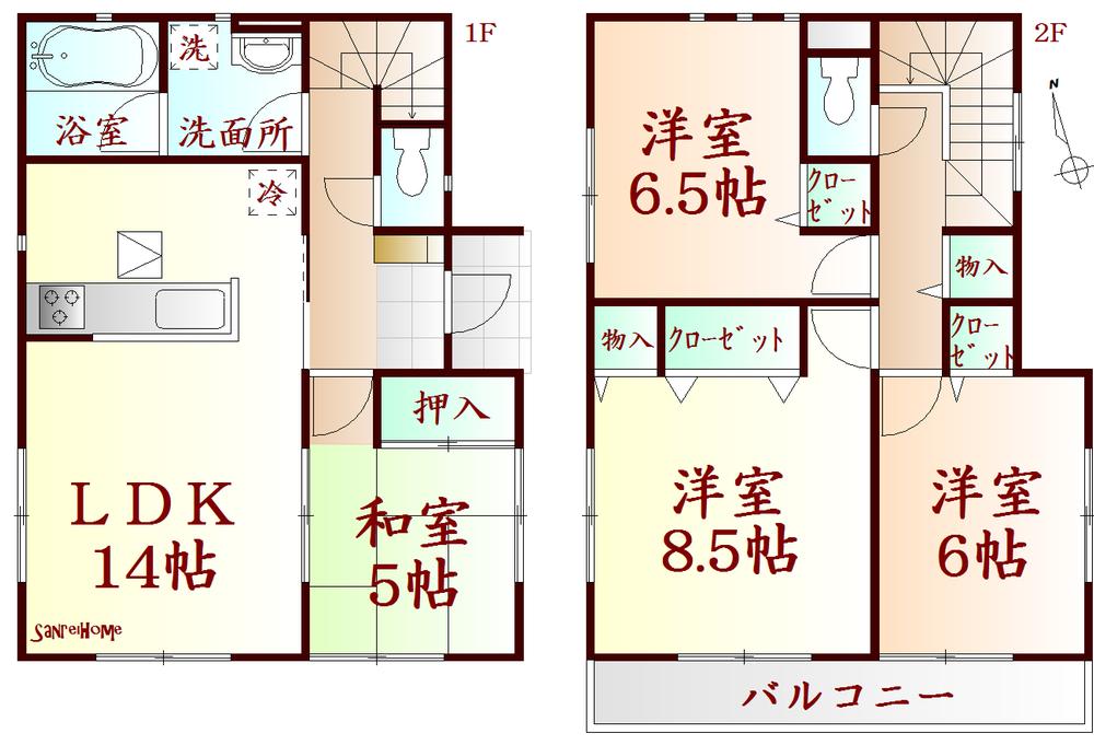 Floor plan. (3 Building), Price 18.5 million yen, 4LDK, Land area 146.96 sq m , Building area 93.15 sq m