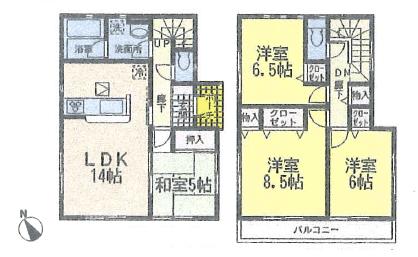 Floor plan. (3 Building), Price 18.5 million yen, 4LDK, Land area 149.96 sq m , Building area 93.15 sq m