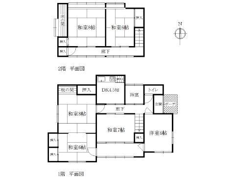 Floor plan. 5 million yen, 6DK, Land area 211.41 sq m , Building area 61.15 sq m