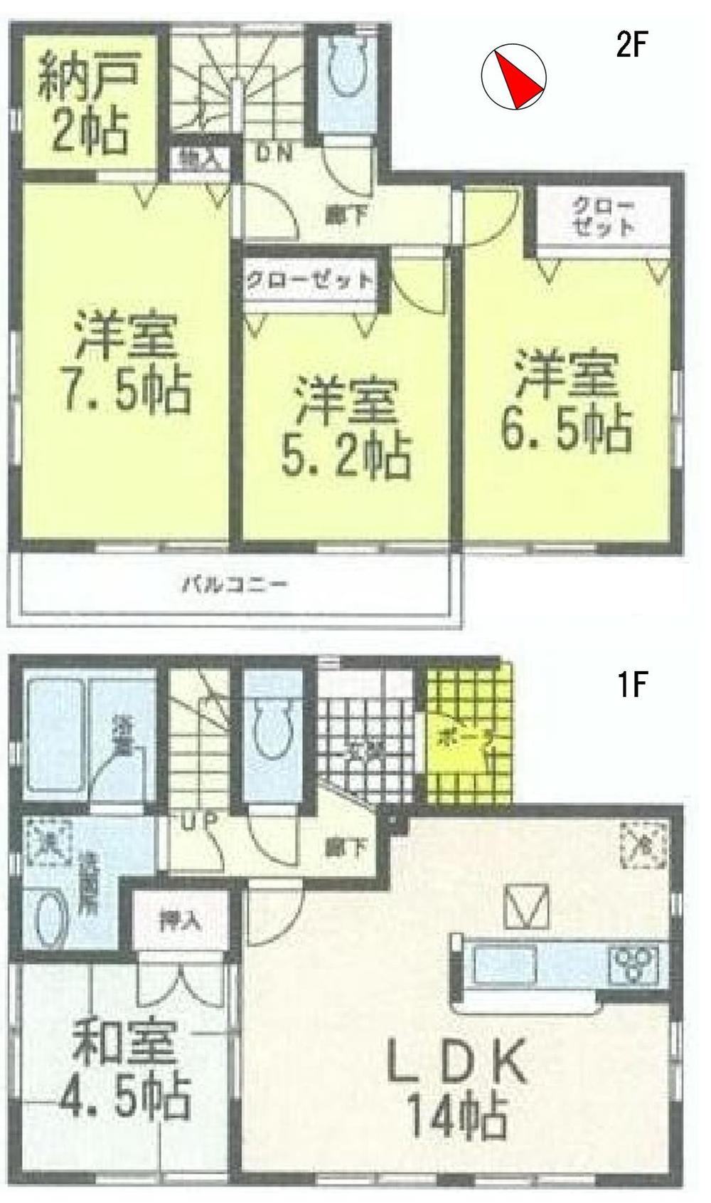 Floor plan. 24,300,000 yen, 4LDK, Land area 147.58 sq m , Building area 89.5 sq m