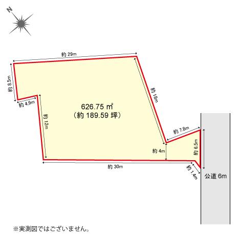 Compartment figure. Land price 15 million yen, Not a land area 626.75 sq m survey map. For the survey pending, There is a case where there is a increase or decrease in the survey after the completion area (there after the area confirm the actual liquidation). 