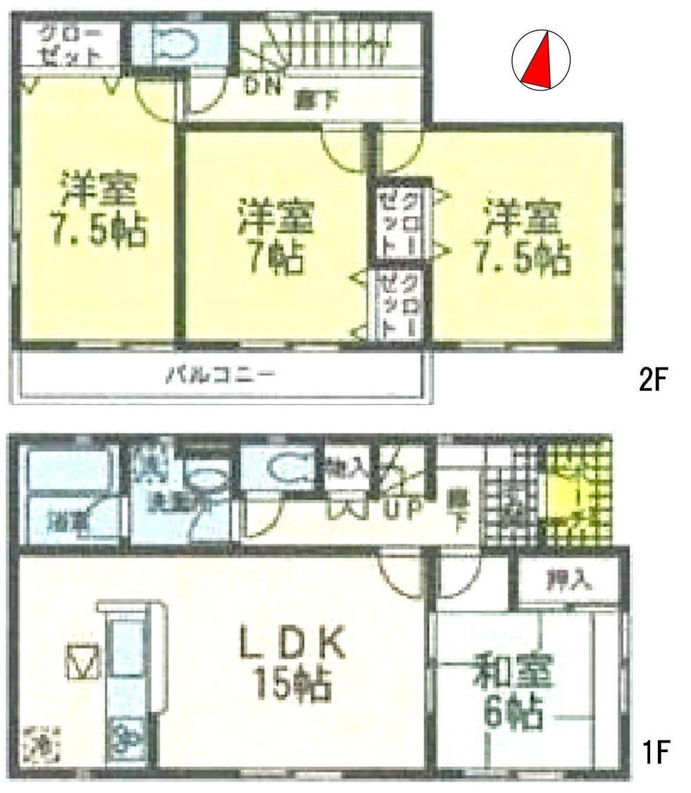 Floor plan. 21.9 million yen, 4LDK, Land area 152.34 sq m , Building area 98.01 sq m