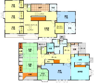 Floor plan. 29.5 million yen, 7LDK + S (storeroom), Land area 534.16 sq m , Building area 268.41 sq m