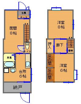 Floor plan. 6.8 million yen, 3DK + S (storeroom), Land area 143.8 sq m , Building area 69.41 sq m floor plan