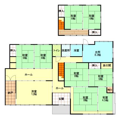 Floor plan. 6 million yen, 9DK, Land area 525.35 sq m , Building area 140.52 sq m