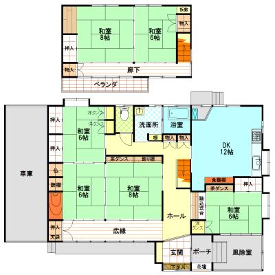 Floor plan. 12 million yen, 6DK, Land area 446.91 sq m , Building area 211.97 sq m