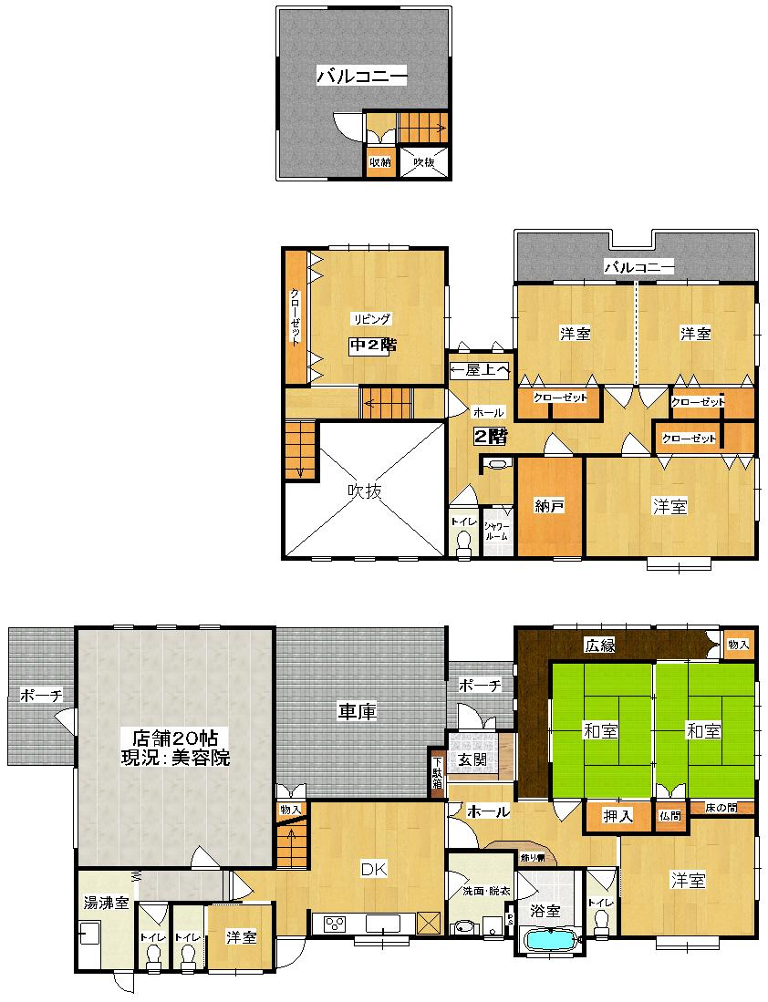 Floor plan. 19,800,000 yen, 6DK + S (storeroom), Land area 302.36 sq m , Building area 229.66 sq m