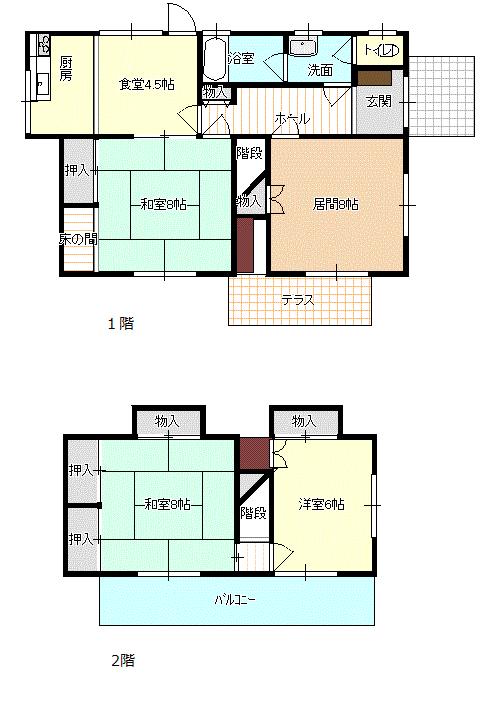 Floor plan. 11 million yen, 4DK, Land area 89.44 sq m , Building area 89.44 sq m