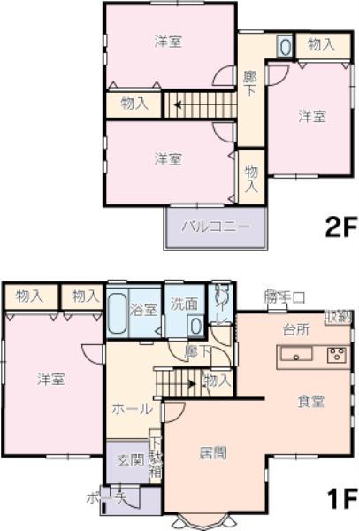 Floor plan. 24,800,000 yen, 4LDK, Land area 194.06 sq m , Building area 129.5 sq m