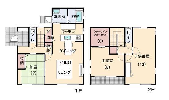 Floor plan. 46,200,000 yen, 3LDK, Land area 213.6 sq m , Building area 119.4 sq m
