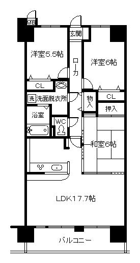 Floor plan. 3LDK, Price 13.8 million yen, Footprint 72.6 sq m