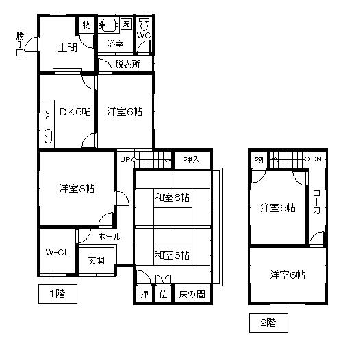 Floor plan. 2.5 million yen, 6DK+S, Land area 259.59 sq m , Building area 72.2 sq m