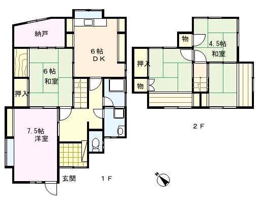 Floor plan. 4 million yen, 4DK + S (storeroom), Land area 105.85 sq m , Building area 66.78 sq m