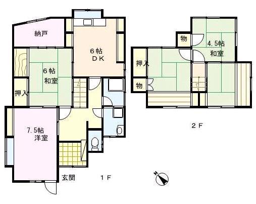 Floor plan. 4 million yen, 4DK + S (storeroom), Land area 105.85 sq m , Building area 66.78 sq m