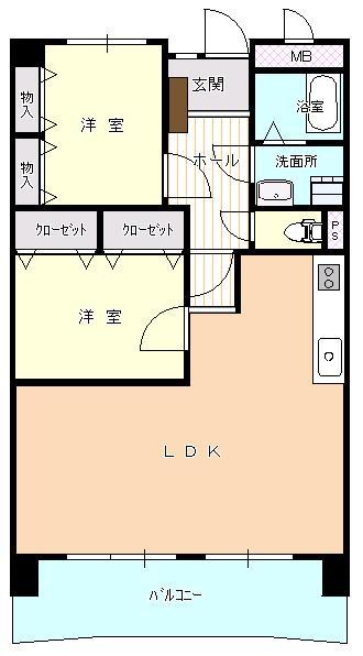 Floor plan. 2LDK, Price 10.5 million yen, Footprint 68.8 sq m , Balcony area 11.39 sq m