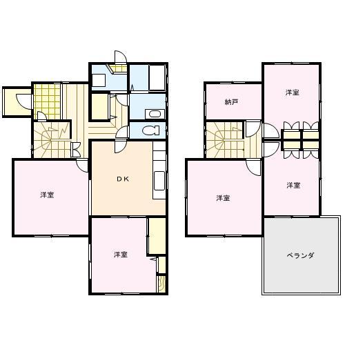Floor plan. 14.3 million yen, 5DK + S (storeroom), Land area 192.08 sq m , Building area 112.61 sq m