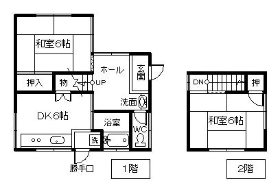 Floor plan. 3.3 million yen, 2DK, Land area 233.74 sq m , Building area 48.84 sq m